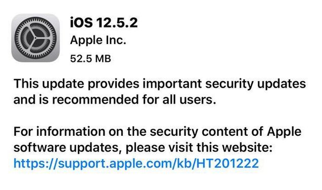 九江苹果手机维修分享iOS12.5.2发布，建议所有老苹果用户安装 